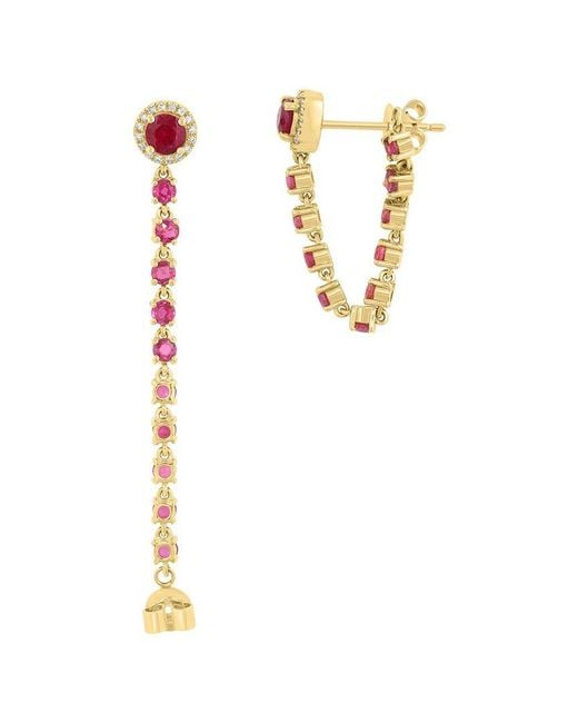 Effy Fine Jewelry White 14K Rose 1.78 Ct. Tw. Diamond & Ruby Earrings