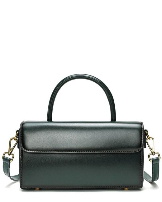 Tiffany & Fred Paris Black Smooth & Polished Leather Top Handle Shoulder Bag