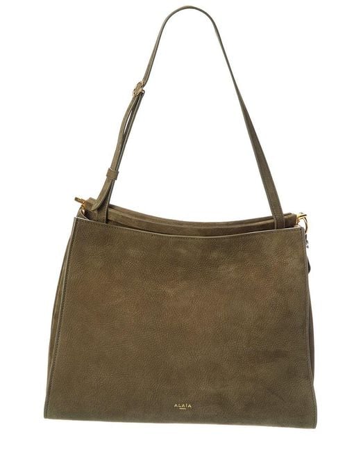 Alaïa Green Alaïa Le Click Medium Square Leather Shoulder Bag