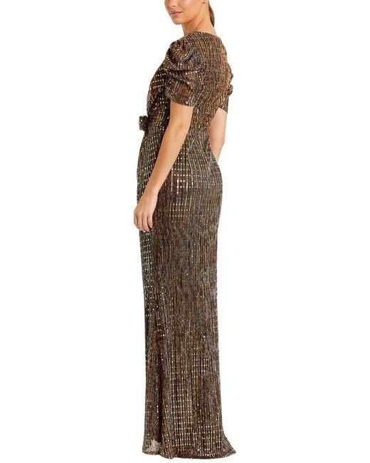 Mac Duggal Metallic Short Sleeve Gown