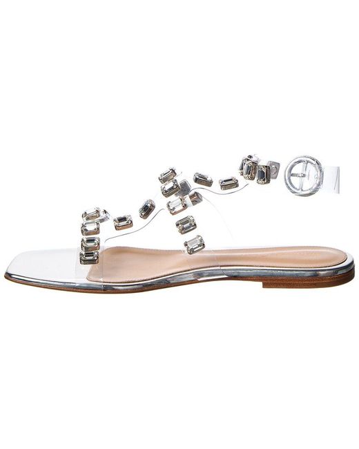 Gianvito Rossi White Crystal Crash Leather & Vinyl Sandal