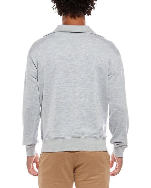 Isaia Gray Half Zip Army Silk-Blend Pullover for men