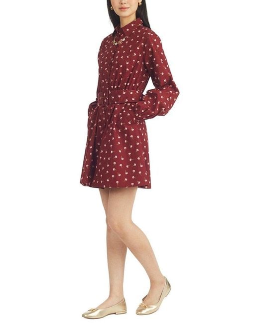 Draper James Red Lily Long-Sleeve Mini Dress