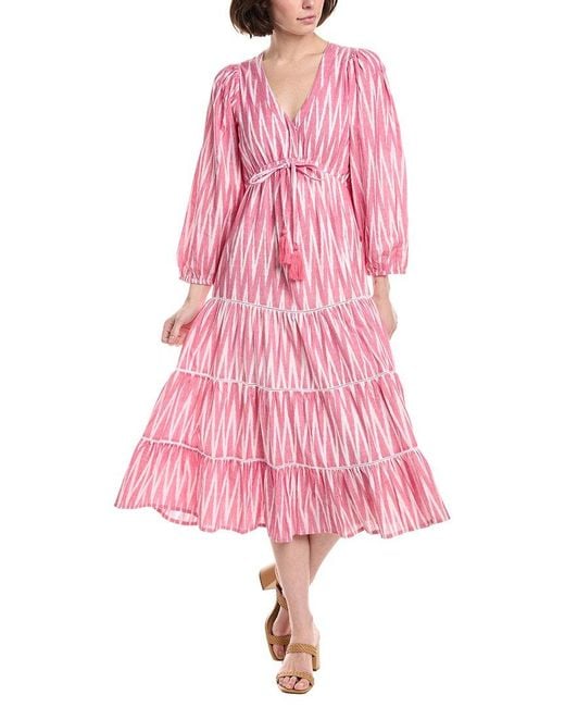 MER ST BARTH Pink Odette Midi Dress