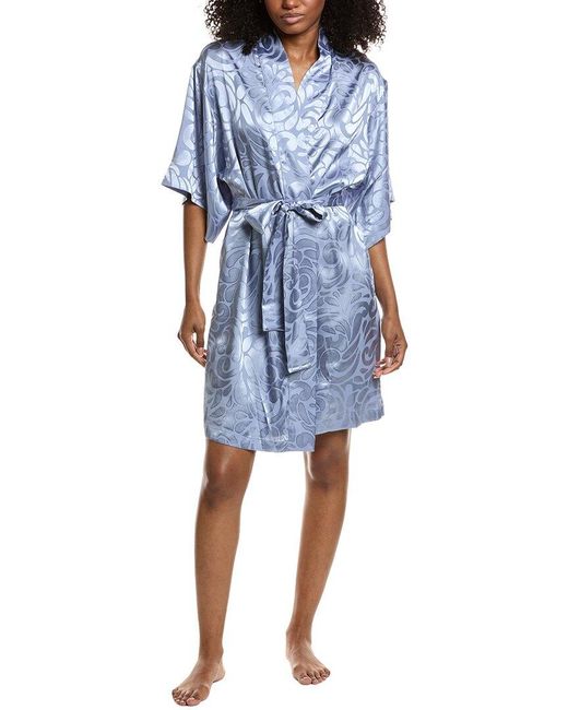 Scroll Robe Natori Scroll Satin Jacquard Robe in Blue | Lyst UK
