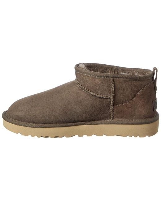 Ugg Brown Classic Ultra Mini Suede & Shearling Boot