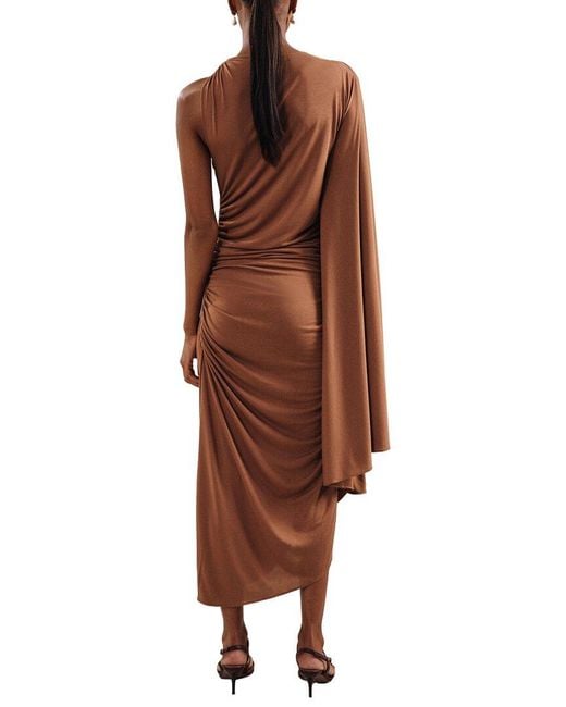 Reiss Brown Kyra Cape Sleeve Jersey Dress