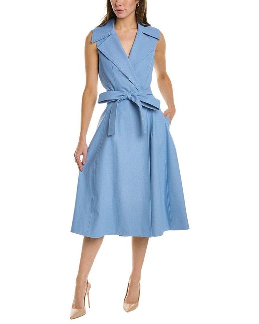 Oscar de la Renta Blue Denim Silk-lined Wrap Dress