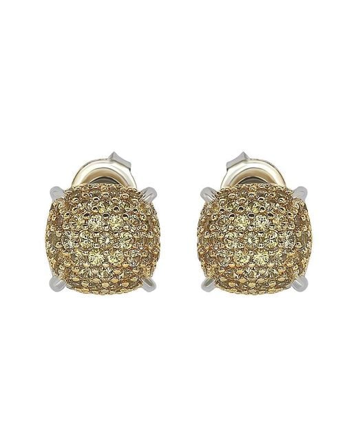 Suzy Levian Green Silver Diamond & Sapphire Earrings