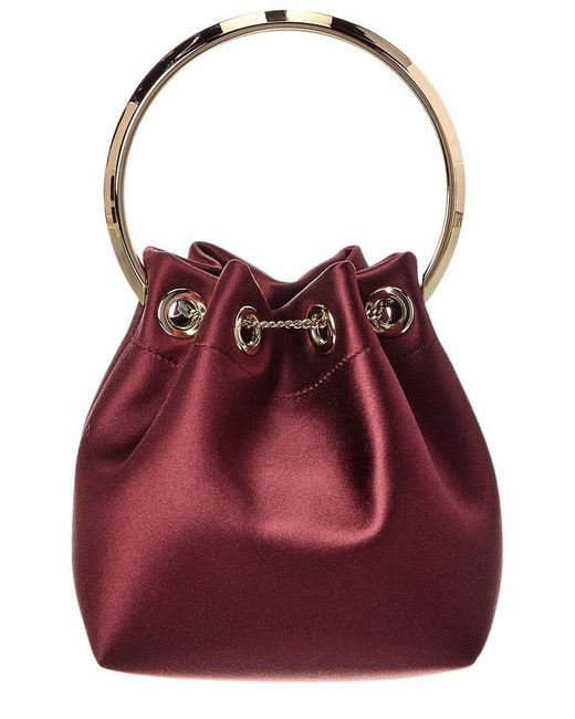 Jimmy Choo Red Bon Bon Satin Bucket Bag