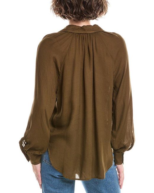 Bella Dahl Brown Flowy Raglan Button-Up Shirt