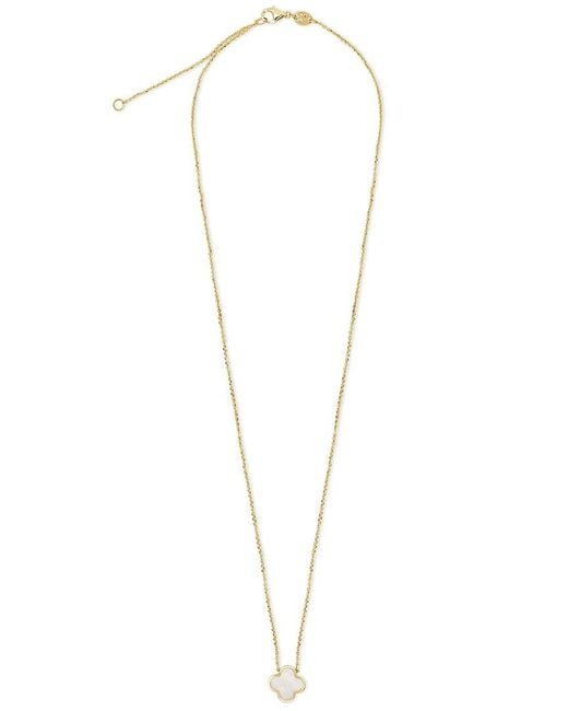 Italian Gold Metallic 14K Pearl Clover Necklace