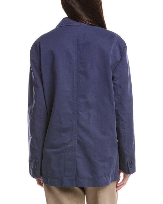 Max Mara Blue Linen-Blend Wells Jacket