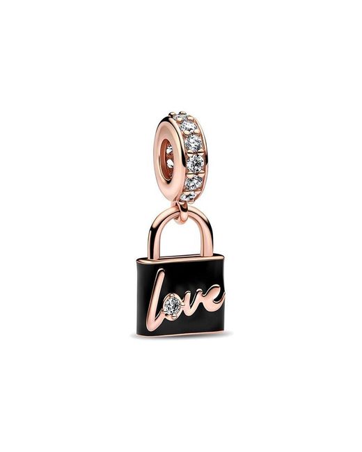 Pandora White Moments 14K Rose Plated Cz Dangle Charm
