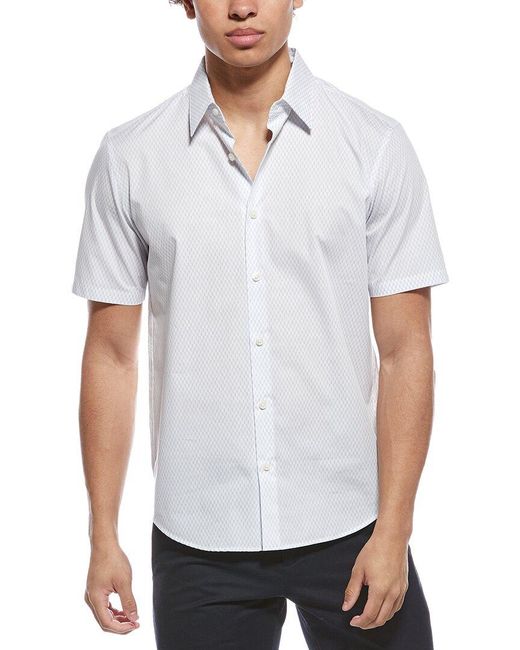Theory White Irving Hex Geo Shirt for men