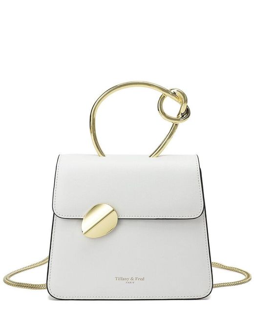 Tiffany & Fred White Paris Leather Top Handle Crossbody