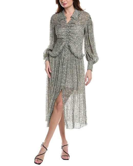 Rebecca Taylor Green Fleur Ruffle Silk-Blend Maxi Dress