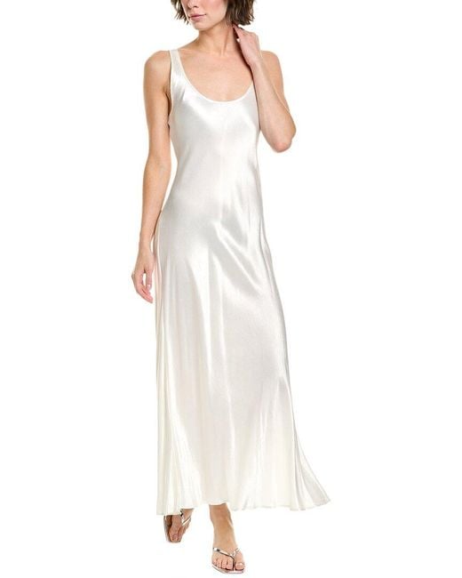 Enza Costa White Satin Tank Maxi Dress