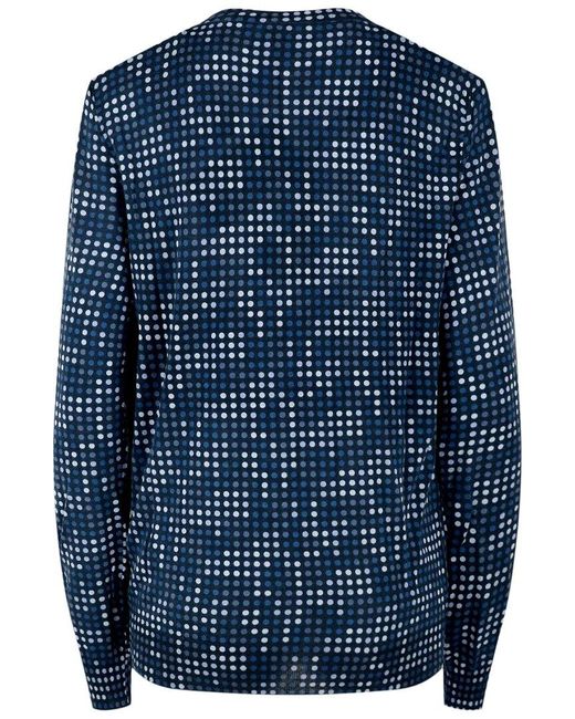 Bottega Veneta Blue Dot Printed Cashmere & Silk-Blend Sweater for men