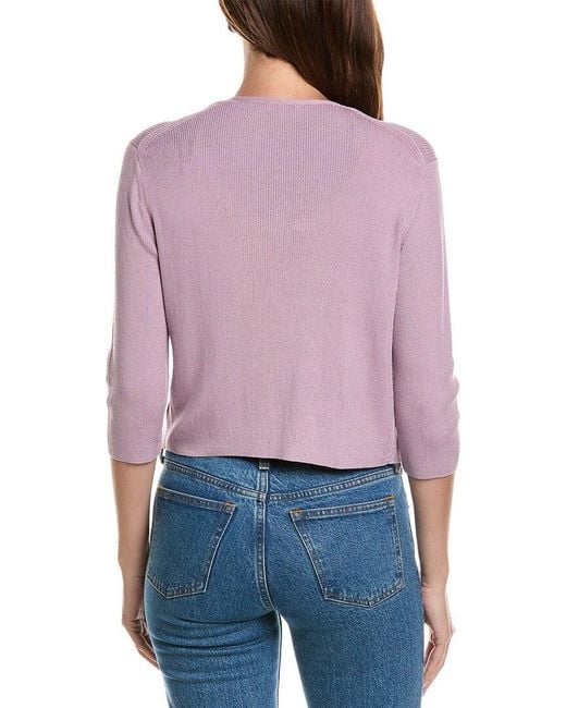 Lafayette 148 New York Purple Silk-Blend Cardigan