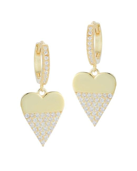 Sphera Milano White 14k Over Silver Cz Heart Earrings