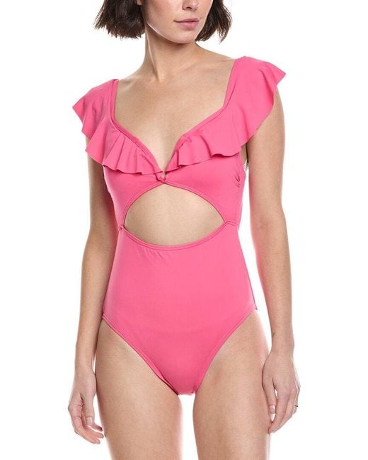 Kate Spade Pink Ruffle V-Wire One-Piece