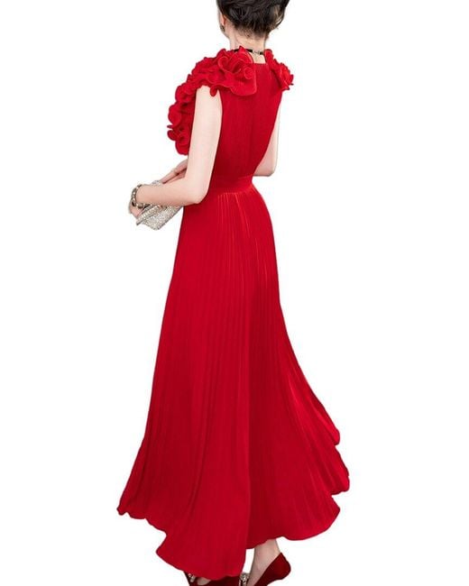 BURRYCO Red Solid Maxi Dress