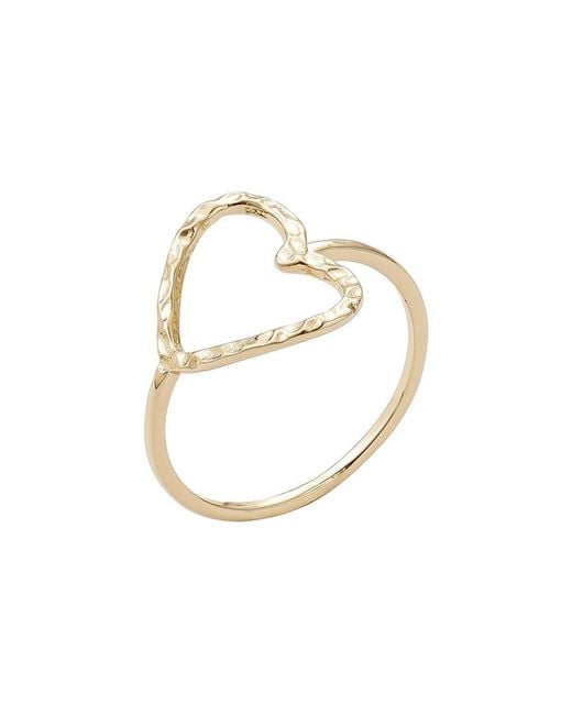 Adornia White 14K Plated Hammered Open Heart Ring