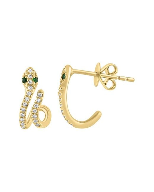 Effy Fine Jewelry Metallic 14K 0.13 Ct. Tw. Diamond & Tsavorite Earrings