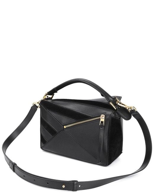 Tiffany & Fred Paris Black Geometric Leather Satchel