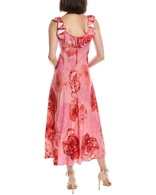 MILLY Red Scarlett Midi Dress