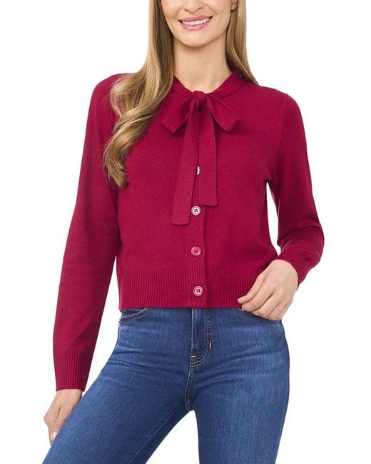 Cece Red Regular Fit Wool-Blend Cardigan
