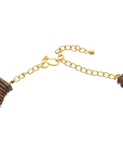 Kenneth Jay Lane Brown Plated Wood Spike Necklace
