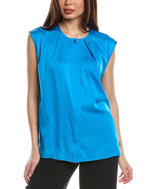 Boss Blue Bielli Silk-Blend Blouse
