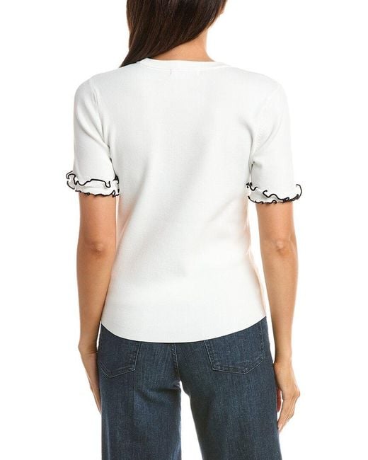 Tahari White The Rose Sweater