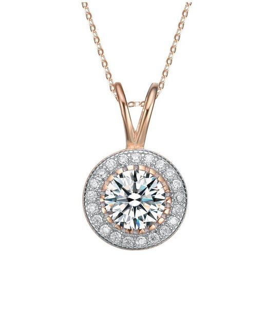 Genevive Jewelry White 18k Rose Gold Plated Pendant Necklace