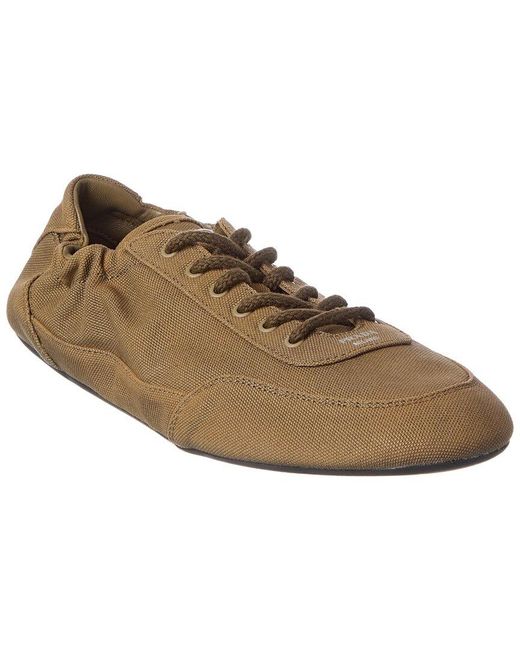 Prada Brown Collapse Canvas Ballerina Flat