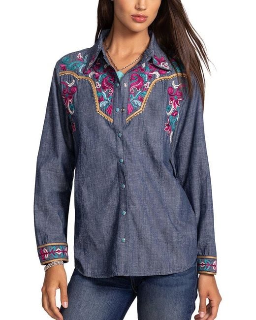 Johnny Was Blue Deidre Shirt