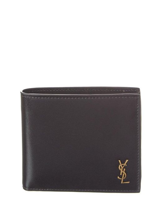 Saint Laurent Black Logo Plaque Leather Wallet for men