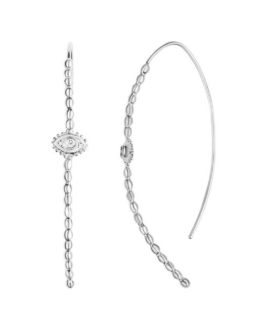 Karma and Luck White Sterling Cz Hoop Earrings