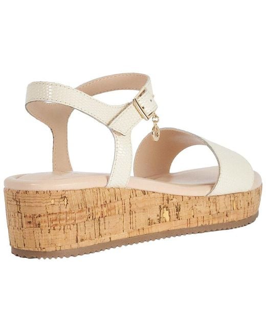 Dune White Liara Leather Wedge