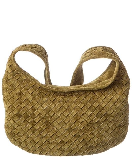 Bottega Veneta Metallic Logo Suede Crossbody