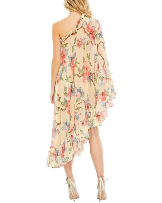 Mac Duggal White Cape Trapeze Dress