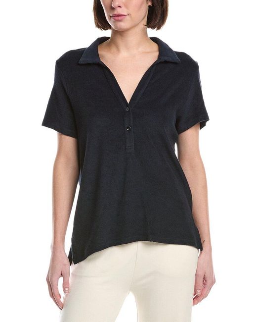 Majestic Filatures Black Terry Polo Shirt