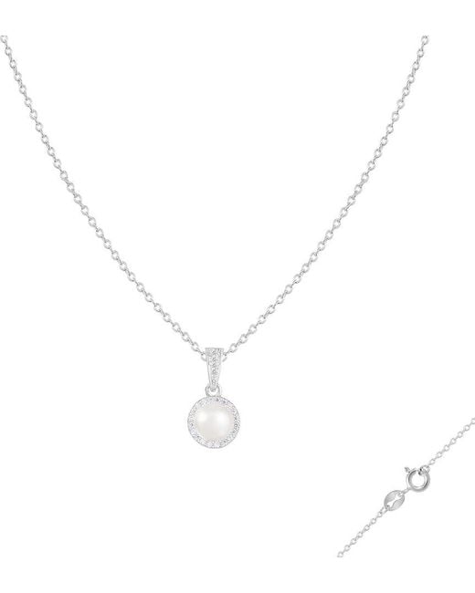 Splendid Metallic 6-6.5Mm Pearl Cz Necklace