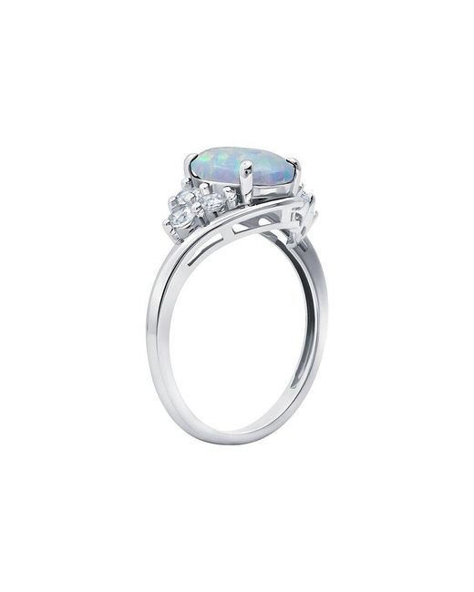 MaxColor Blue 10K 0.75 Ct. Tw. Lab-Grown Opal Halo Ring