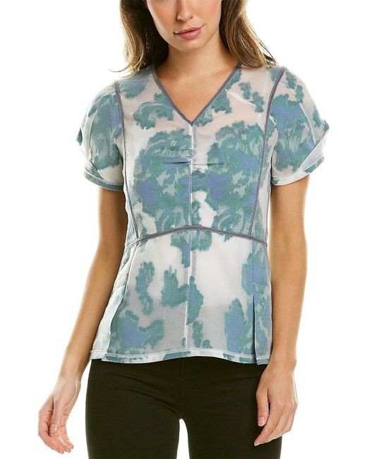 3.1 Phillip Lim Blue Silk-blend Coupe Top