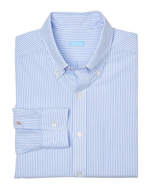 J.McLaughlin Blue Stripe Collis Shirt for men