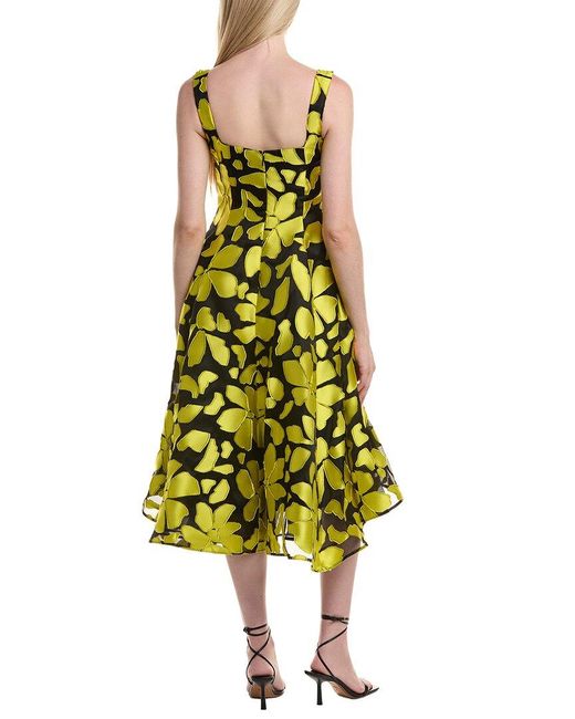Amsale Yellow Silk-Blend Midi Dress