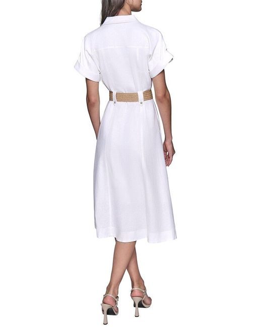 Karl Lagerfeld White Linen-Blend Dress
